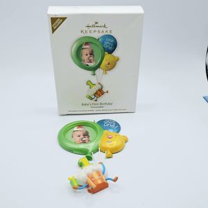 Hallmark Ornament Baby First Birthday Christmas Photo Celebrate Holiday Gift 5"